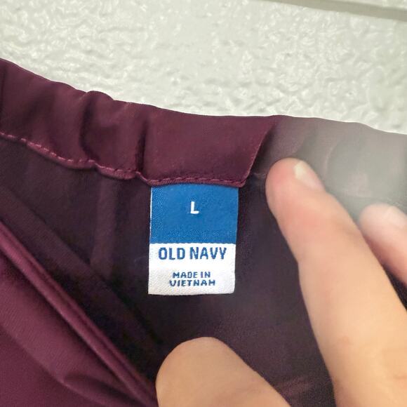 Old Navy High Waisted Satin Midi Slip Skirt Cherry Park Purple Maroon Size Large - Picture 6 of 8